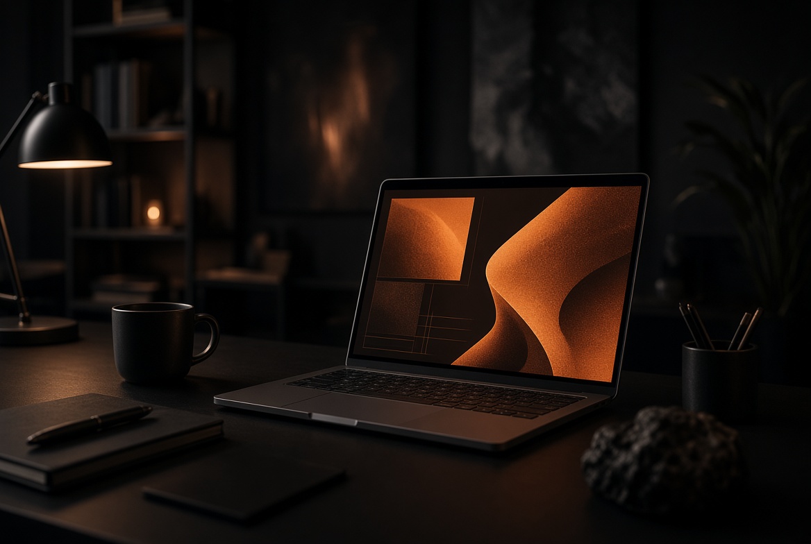 Desk and screens in the studio